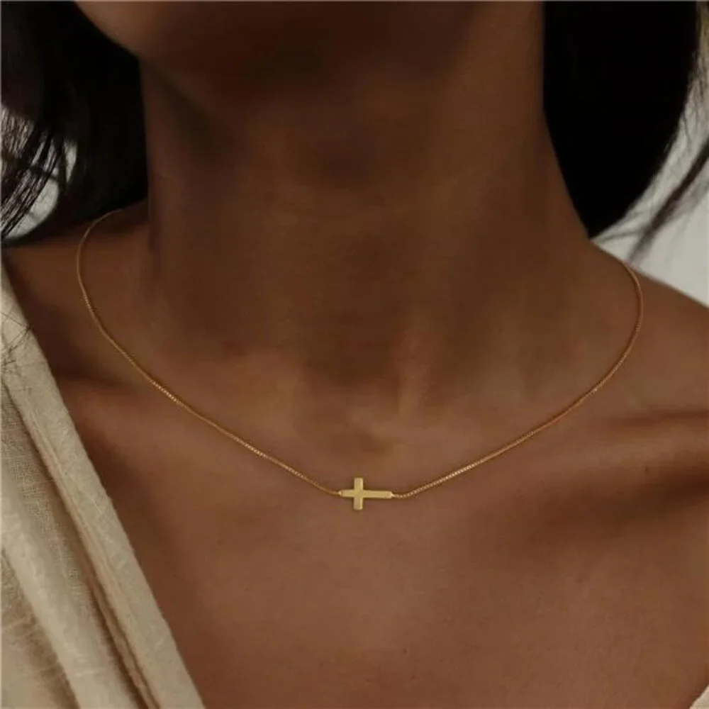 Cross Necklace for Women 14K Real Gold Silver Plated Dainty Small Cross Pendant